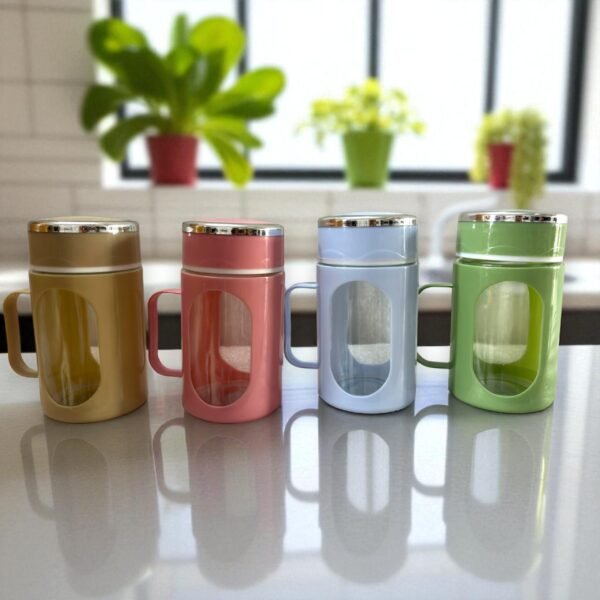 Glass Travel Mug with Lid & Plastic Protector 500 ML