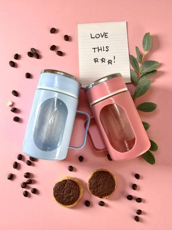Glass Travel Mug with Lid & Plastic Protector 500 ML