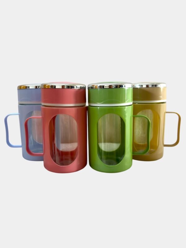 Glass Travel Mug with Lid & Plastic Protector 500 ML