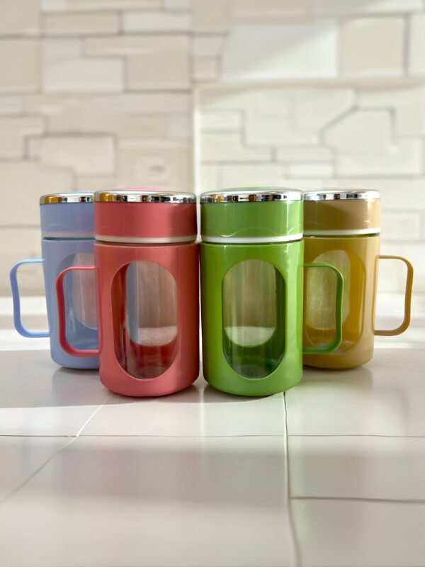 Glass Travel Mug with Lid & Plastic Protector 500 ML