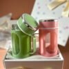 Glass Travel Mug with Lid & Plastic Protector 500 ML