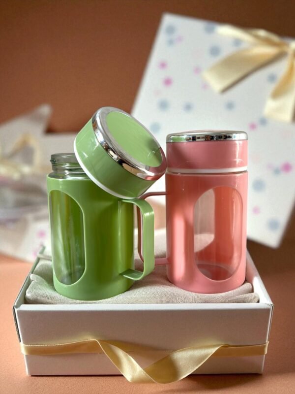 Glass Travel Mug with Lid & Plastic Protector 500 ML