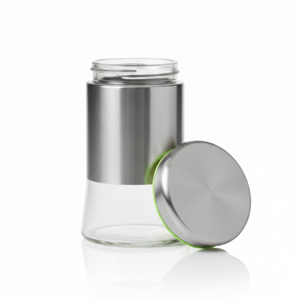1 (12) Stainless Steel Protected Glass Jar with Air Tight Lid 550 ml