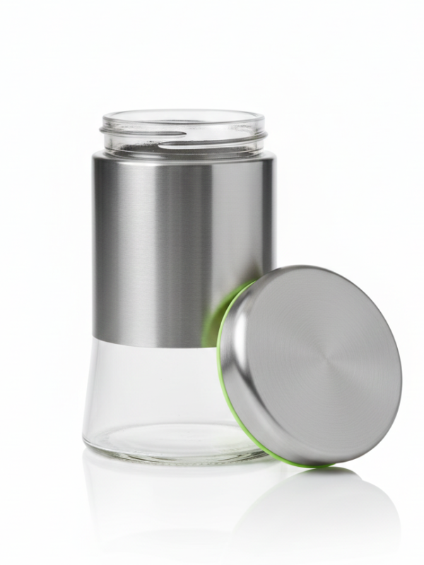 1 (12) Stainless Steel Protected Glass Jar with Air Tight Lid 550 ml