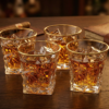 Diamond Cut Whisky Glass Set With Heavy Base 300 ml