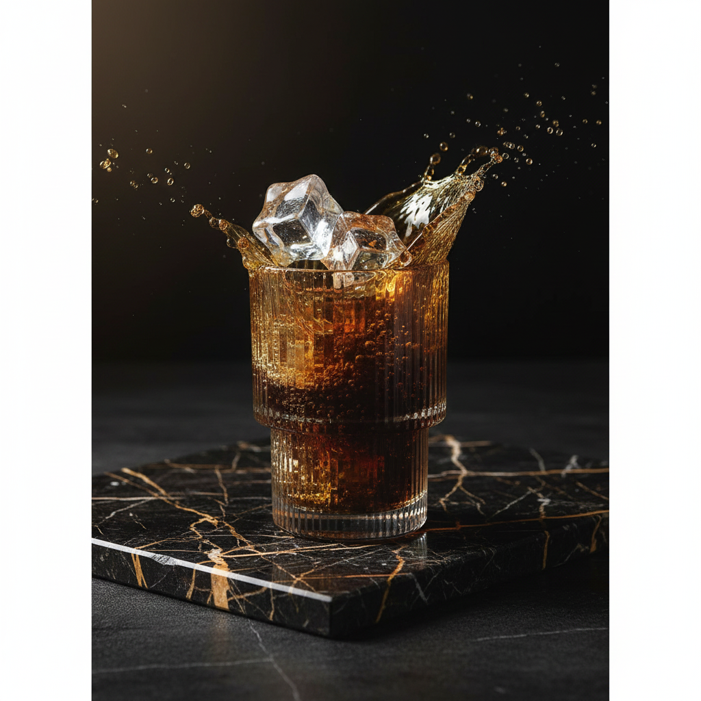 Luxury crystal glass set with light reflections