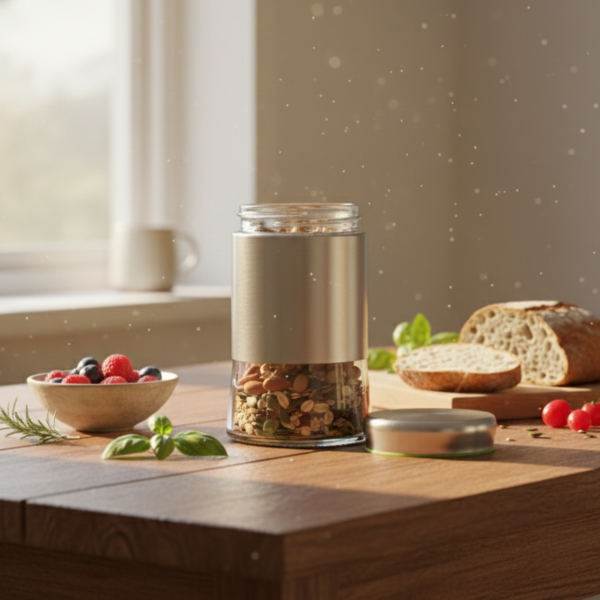 1 (2) Stainless Steel Protected Glass Jar with Air Tight Lid 550 ml
