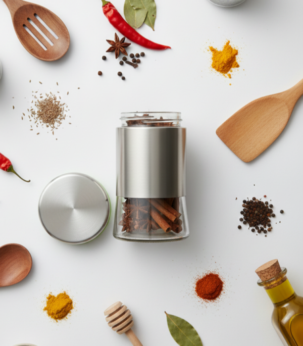 1 (20) Stainless Steel Protected Glass Jar with Air Tight Lid 550 ml