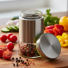 1 (3) Stainless Steel Protected Glass Jar with Air Tight Lid 550 ml