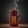 Glass Brick Red Travel Mug with Lid & Plastic Protector 500 ML