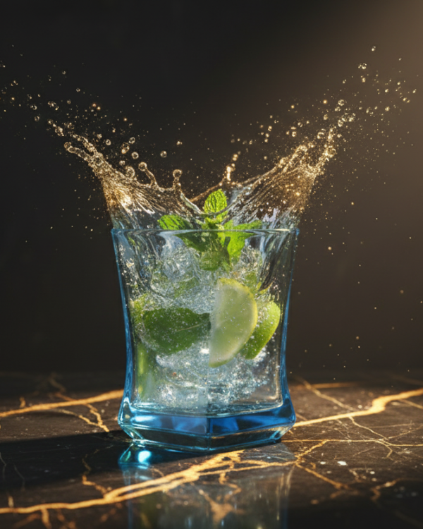 1 (60) Modern Blue Drinking Glasses Set of 6 (260ml)