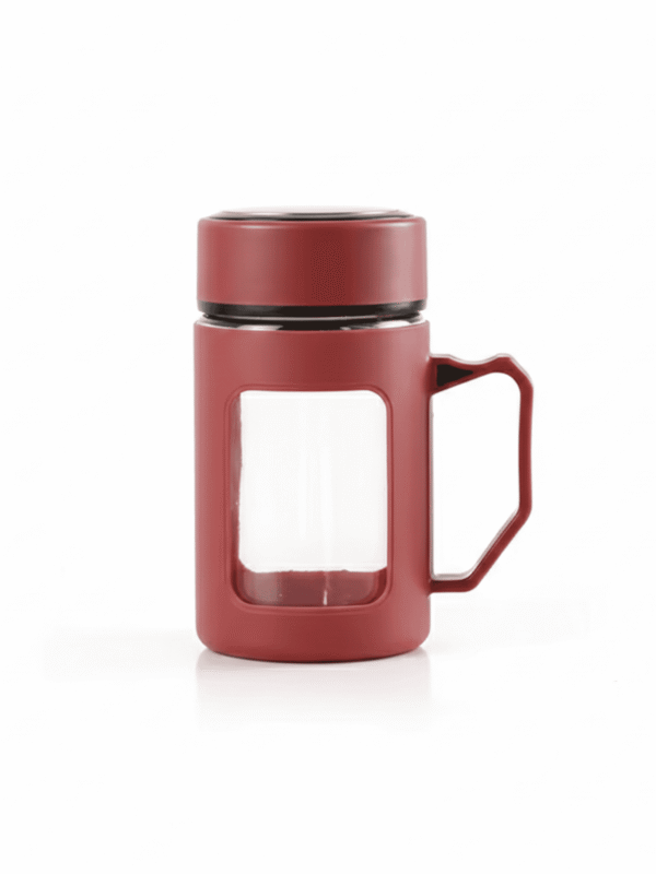 2 (18) Glass Brick Red Travel Mug with Lid & Plastic Protector 500 ML