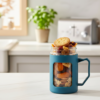 2 (32) Glass Charcoal Blue Travel Mug with Lid & Plastic Protector 500 ML