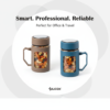 2 (55) Glass Taupe Brown Travel Mug with Lid & Plastic Protector 500 ML