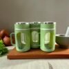 Glass Olive Green Travel Mug with Lid & Plastic Protector 500 ML