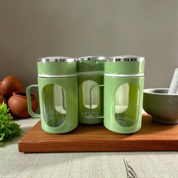 Glass Olive Green Travel Mug with Lid & Plastic Protector 500 ML