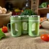 Glass Olive Green Travel Mug with Lid & Plastic Protector 500 ML