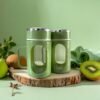 Glass Olive Green Travel Mug with Lid & Plastic Protector 500 ML