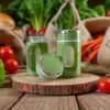 Glass Olive Green Travel Mug with Lid & Plastic Protector 500 ML