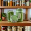 Glass Olive Green Travel Mug with Lid & Plastic Protector 500 ML