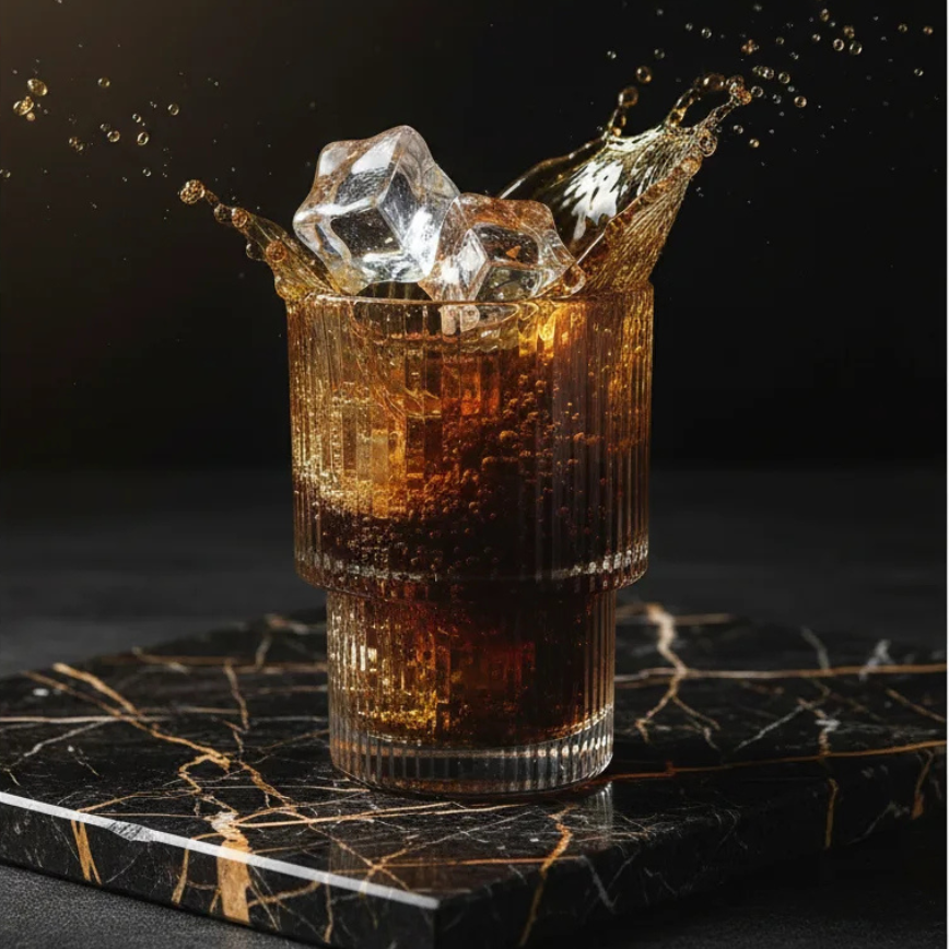 Luxury crystal glass set with light reflections