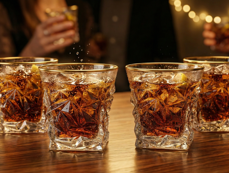 Premium SILICOX crystal glassware collection on warm marble