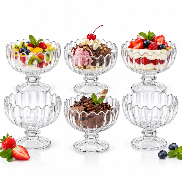 IMAGE_2 Ice Cream Crystal Glass Bowl Set of 6, 220 ML